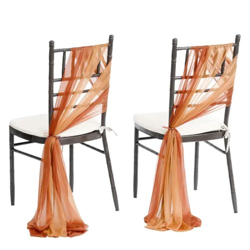 ZGHQHCDRH Stuhlschleifen, 24 Stück 17 x 275 cm grüne Chiffon-Stuhlschärpen, 12 Sets Hochzeits-Stuhlschärpen, Band, Hochzeit, Party, Gang, Stuhl-Dekoration(Orange) von ZGHQHCDRH