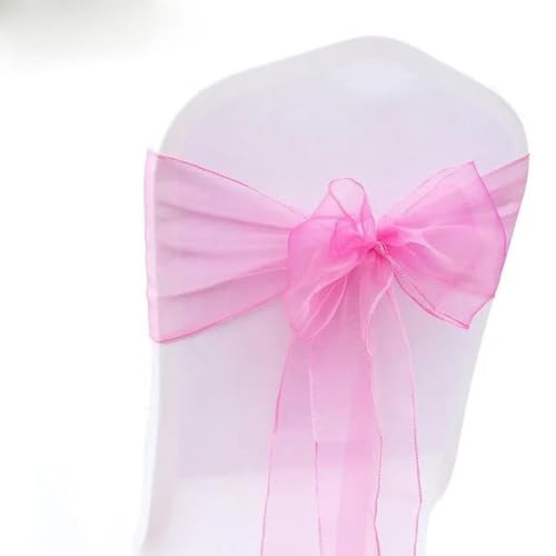 ZGHQHCDRH Stuhlschleifen, 25 Teile/Satz Transparente Organza Tull Stoff Stuhl Abdeckung Schärpe Bogen Schärpen Hochzeit Party Bankett Dekoration(Fuchsia) von ZGHQHCDRH