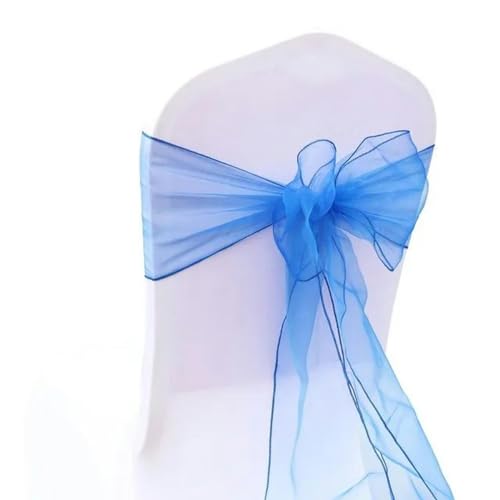 ZGHQHCDRH Stuhlschleifen, 25 Teile/Satz Transparente Organza Tull Stoff Stuhl Abdeckung Schärpe Bogen Schärpen Hochzeit Party Bankett Dekoration(Royal Blue) von ZGHQHCDRH