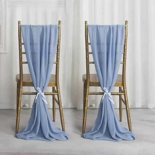 ZGHQHCDRH Stuhlschleifen, 2PCS Chiffon Stuhl Schärpe Stuhl Abdeckung Dekoration Chiffon Stoff Stuhl Schärpe Hochzeit Home Party Liefert Hotel Bankett Dekor(Blue) von ZGHQHCDRH