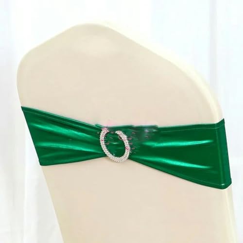 ZGHQHCDRH Stuhlschleifen， 50 Stück türkisfarbene Stuhlschärpe, Spandex-Schärpe, Krawattenschleife mit runder Schnalle for Stuhlbezug, Hochzeit, Weihnachten, Event, Party-Dekoration(Green,10 pcs) von ZGHQHCDRH