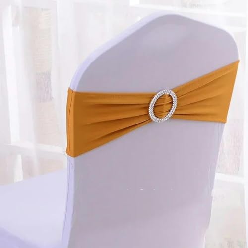 ZGHQHCDRH Stuhlschleifen， 50 Teile/los Stretch Spandex Stuhl Abdeckung Schärpen mit Slider Schnalle for Hochzeit Dekorationen Bogen(Gold) von ZGHQHCDRH