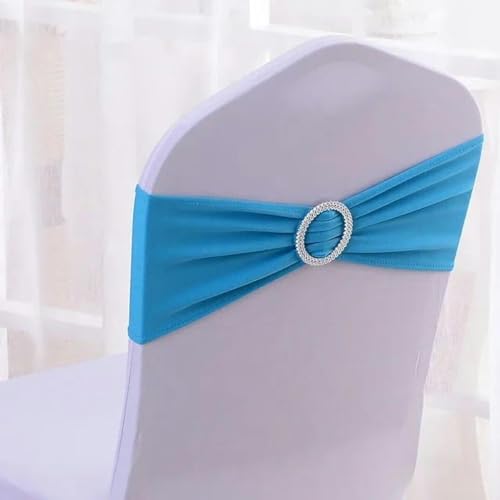 ZGHQHCDRH Stuhlschleifen， 50 Teile/los Stretch Spandex Stuhl Abdeckung Schärpen mit Slider Schnalle for Hochzeit Dekorationen Bogen(Lake Blue) von ZGHQHCDRH