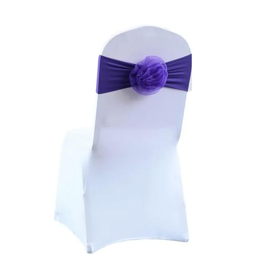 ZGHQHCDRH Stuhlschleifen， Elastische Grenadi-Band-Schleife, Blumen-Stuhl-Knoten-Abdeckung auf der Rückseite, Schärpen for Hotel, Bankett, Hochzeit, Party, Event-Dekoration(Deep Purple) von ZGHQHCDRH