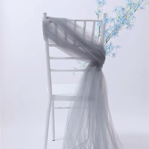 ZGHQHCDRH Stuhlschleifen， Organza-Stuhlschärpen, Blockschärpen, Stuhlschleifen, Hochzeitsfeier, Bankettveranstaltung, Stuhldekoration(Grey,10pcs) von ZGHQHCDRH