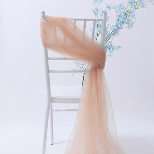 ZGHQHCDRH Stuhlschleifen, Organza-Stuhlschärpen, Blockschärpen, Stuhlschleifen, Hochzeitsfeier, Bankettveranstaltung, Stuhldekoration(Light Coffee,50pcs) von ZGHQHCDRH