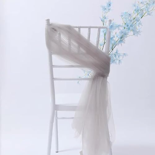 ZGHQHCDRH Stuhlschleifen， Organza-Stuhlschärpen, Blockschärpen, Stuhlschleifen, Hochzeitsfeier, Bankettveranstaltung, Stuhldekoration(Light Grey,50pcs) von ZGHQHCDRH