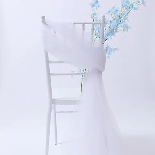 ZGHQHCDRH Stuhlschleifen， Organza-Stuhlschärpen, Blockschärpen, Stuhlschleifen, Hochzeitsfeier, Bankettveranstaltung, Stuhldekoration(White,50pcs) von ZGHQHCDRH