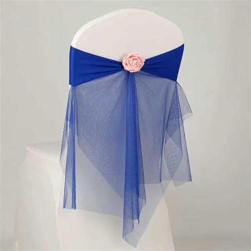 ZGHQHCDRH Stuhlschleifen, Organza-Stuhlschärpen, Blumen-Spandex-Organza-Stuhldekoration, Hochzeit, Festival, Party, Stuhlhussen und Schleifen for Weihnachten(Blue) von ZGHQHCDRH