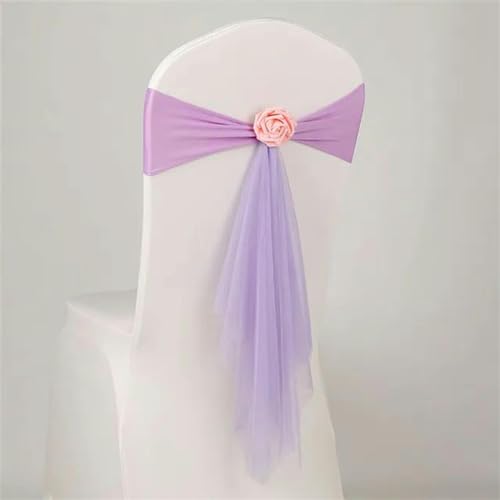 ZGHQHCDRH Stuhlschleifen， Organza-Stuhlschärpen, Blumen-Spandex-Organza-Stuhldekoration, Hochzeit, Festival, Party, Stuhlhussen und Schleifen for Weihnachten(Lavender) von ZGHQHCDRH