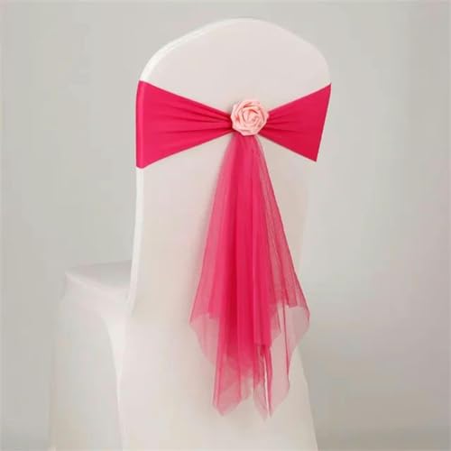 ZGHQHCDRH Stuhlschleifen, Organza-Stuhlschärpen, Blumen-Spandex-Organza-Stuhldekoration, Hochzeit, Festival, Party, Stuhlhussen und Schleifen for Weihnachten(Light Red) von ZGHQHCDRH