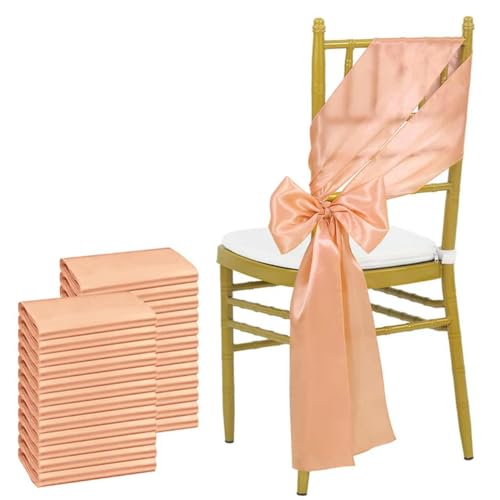 ZGHQHCDRH Stuhlschleifen, Salbeigrün, 24 Stück, 17 x 275 cm, Satin-Stuhlschärpen, Schleifen, Stuhlbezugsbänder for Hochzeit, Bankett, Party, Event-Dekorationen(Champagne Pink) von ZGHQHCDRH