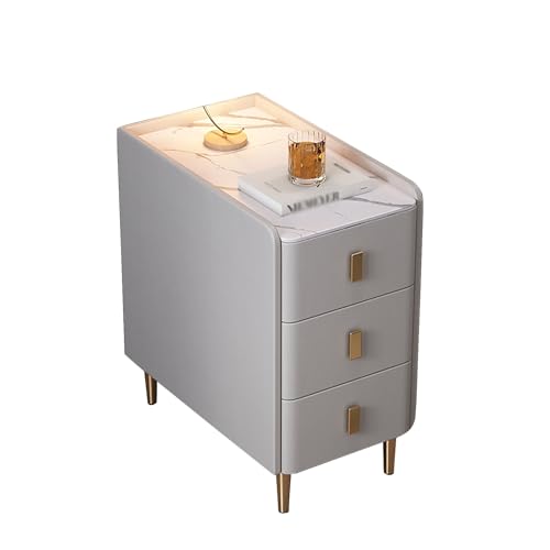 ZGHQHCDRH Tisch im Schlafsaal, Kleiner Beistelltisch mit Schubladen, schmaler Nachttisch mit 3 Schubladen, Kleiner Kommode mit 3 Schubladen, Nachttisch for den Schlafsaal(Light Gray,45x40x60cm) von ZGHQHCDRH