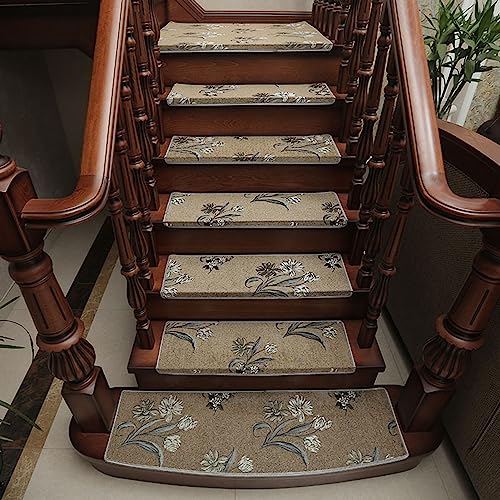 ZGHQHCDRH Treppenmatten, 10 Stück for Kinder und ältere Menschen, waschbare Treppenläufer, Selbstklebende, wiederverwendete Stufenschutz-Abdeckmatte for Holzstufen(Khaki,26 * 9in) von ZGHQHCDRH