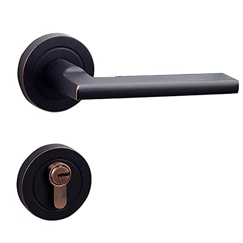 ZGHQHCDRH Türknauf- und Hebelset mit quadratischem Riegel und Doppelschlüssel – massiver Eingangsgriff aus Stahl mit modernem mattschwarzem Finish(ModelD) von ZGHQHCDRH