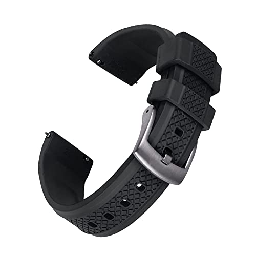 ZGHQHCDRH Uhrenarmband, Gummi Uhr Band Quick Release Strap Slide Keeper Gummi Riemen Wasserdicht Tauchen(Black,22mm) von ZGHQHCDRH