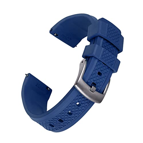 ZGHQHCDRH Uhrenarmband, Gummi Uhr Band Quick Release Strap Slide Keeper Gummi Riemen Wasserdicht Tauchen(Blue,20mm) von ZGHQHCDRH