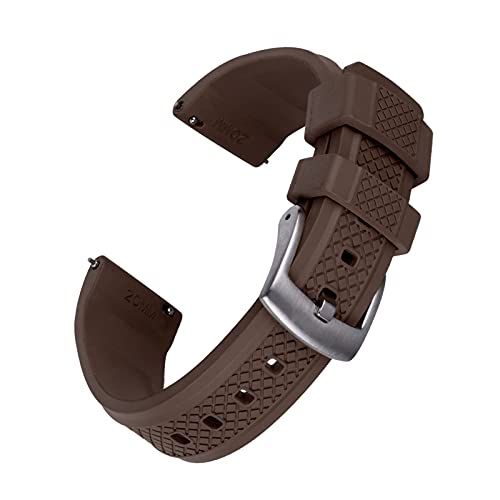 ZGHQHCDRH Uhrenarmband, Gummi Uhr Band Quick Release Strap Slide Keeper Gummi Riemen Wasserdicht Tauchen(Brown,20mm) von ZGHQHCDRH