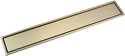 ZGHQHCDRH Unsichtbarer rechteckiger Duschabfluss aus 304 Edelstahl mit Flieseneinsatz, Abnehmbarer Abdeckung, Bodenablauf mit Haarsieb(23.6x3.9Inch) von ZGHQHCDRH