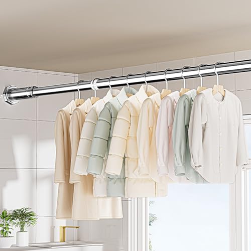 ZGHQHCDRH Verstellbare Spannstange zum Aufhängen von Kleidung, Installation ohne Bohren, ideal für Kleiderschrank, Balkon, Waschküche und Duschvorhang von ZGHQHCDRH