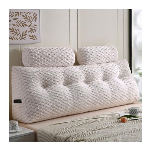 ZGHQHCDRH Verstellbares Lordosenstützkissen für Bett und Sofa – Abnehmbare Nackenrolle, waschbarer Bezug, Lesekissen – Weiß, 193 x 50 x 20 cm (2er-Set) von ZGHQHCDRH