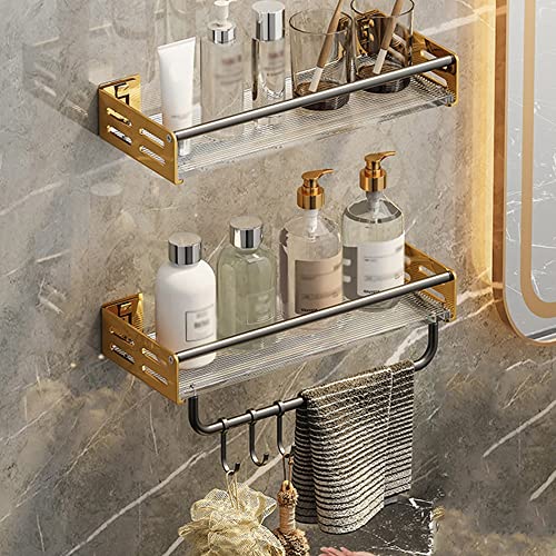ZGHQHCDRH Wandmontierter Duschkorb aus Kupfer, stilvoller Handtuch-Aufbewahrungskorb for das Badezimmer(Black D,2 Layers with Rod 40Cm) von ZGHQHCDRH