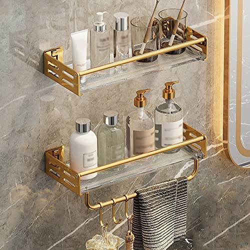 ZGHQHCDRH Wandmontierter Duschkorb aus Kupfer, stilvoller Handtuch-Aufbewahrungskorb for das Badezimmer(D,2 Layers with Rod 40Cm) von ZGHQHCDRH