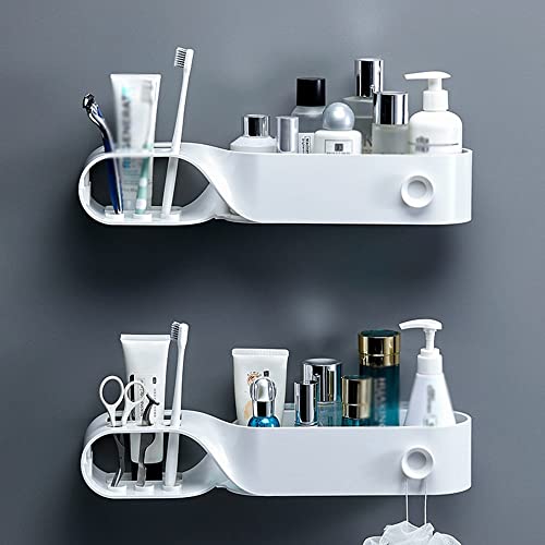 ZGHQHCDRH Wandmontiertes Duschregal for Shampoo, Kosmetika, Handtücher und Zahnbürsten(White 2pcs) von ZGHQHCDRH