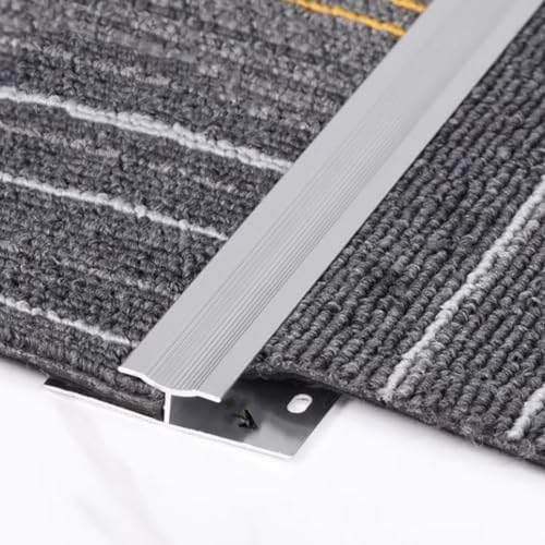 ZGHQHCDRH rutschfeste Aluminium-Übergangsleiste for Teppich und Boden, 90 cm – langlebiger Kantenschutz for Glatte Bodenübergänge(Silver) von ZGHQHCDRH