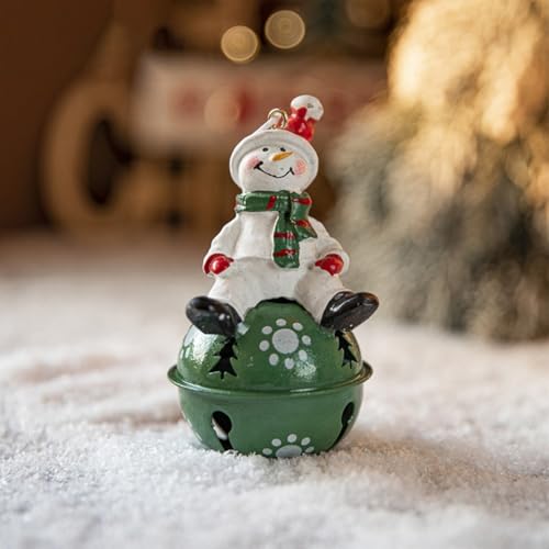 festlicher Schmuck, Aufwendig gestaltete Metallstatuen, Jingle Bell als Weihnachtsbaumdekoration, Festliche Dekoration(Snowman L) von ZGHQHCDRH
