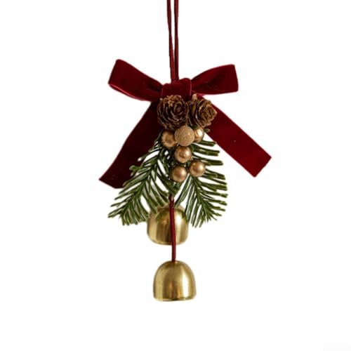 festlicher Schmuck, Bunte Weihnachtsglockendekorationen mit Schleifen und Tannenzapfen for eine fröhliche Atmosphäre(Two Pieces of Bells) von ZGHQHCDRH