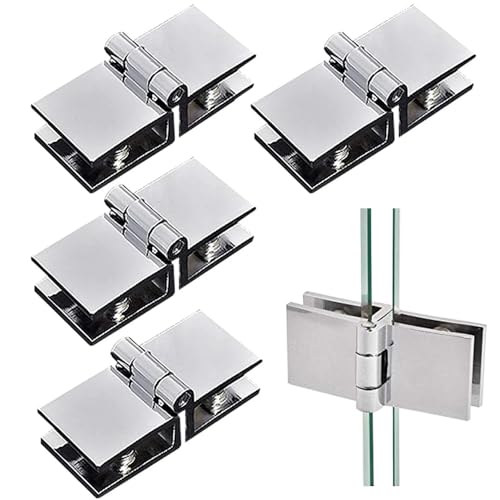 Glastürscharnier 180 Grad, doppelseitig, für Duschkabine, verstellbare Klemme aus Zinklegierung für Glasdicke 5 mm – 8 mm, 4 Stück von ZGIOPGEIN