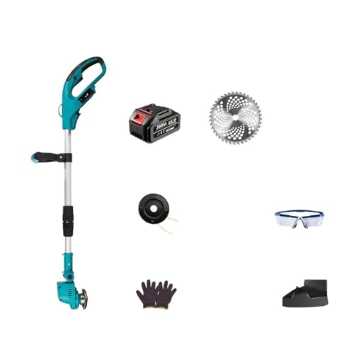 9 Zoll Bürstenloser Elektrischer Rasenmäher, Länge Einstellbar, Kabellose Gartengras-Beschneidungs-Elektrowerkzeuge for 18V-Batterie Effizienter Baumschnitt(1 Battery) von ZGJIAJU