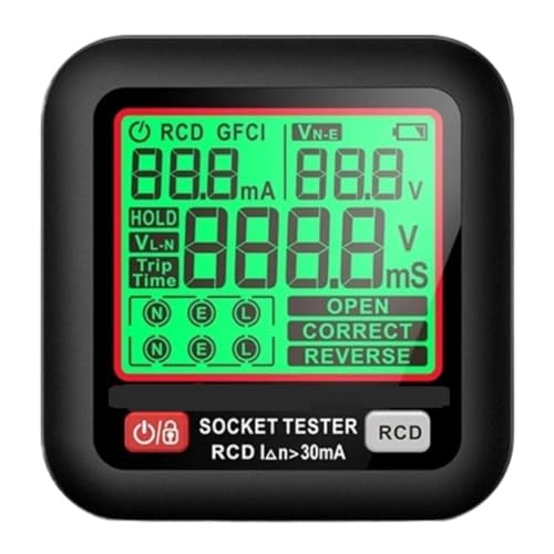 Digitaler Steckdosentester Spannungstest Steckdosendetektor Test Erdung Neutralleiter Polarität Phase(HT97B) von ZGJIAJU
