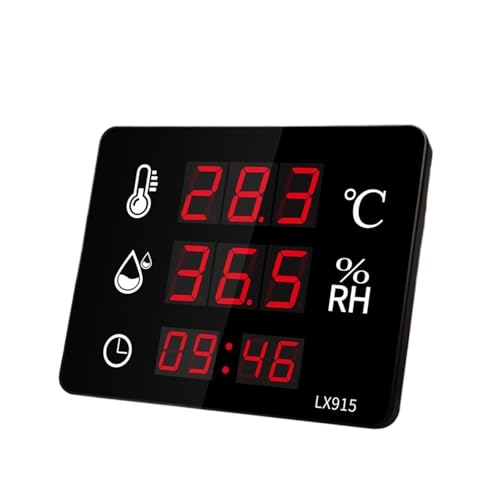 Digitales Hygrometer Outdoor Indoor Sauna Thermometer Mit Alarm Digitale Wanduhr Temperaturmesser Und Sensor Genaue Messung(LX915B) von ZGJIAJU