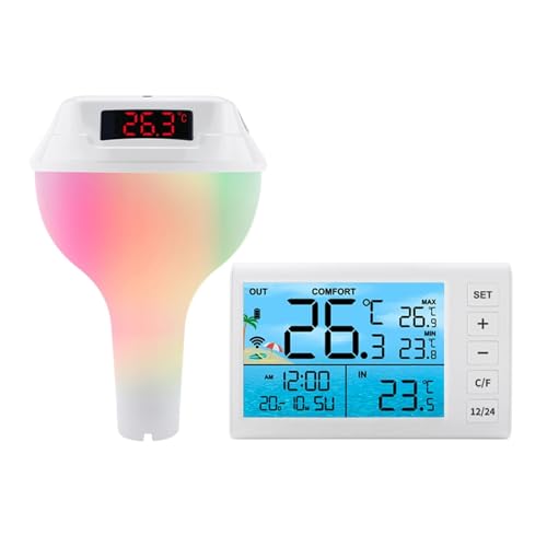Intelligentes Solarbetriebenes Poolthermometer Mit Digitaler LED-Anzeige Genaue Messung(White digital displa) von ZGJIAJU
