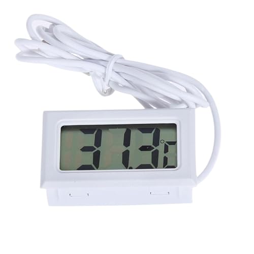 Mini 1M Leitungskabel LCD Digital Wasserthermometer Hygrometer Temperatur Innen Fischtank Wasserdicht Sensor Feuchtigkeitsmessgerät Genaue Messung(White) von ZGJIAJU