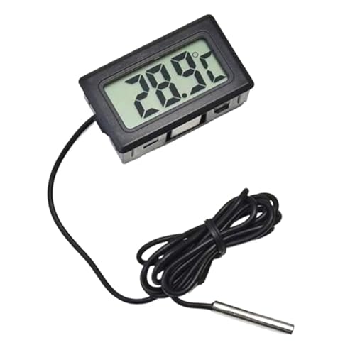 Mini-LCD-Digitalthermometer, Aquarium, Auto, Wasserbad, Temperaturtester, Detektor, Monitor, Eingebetteter Temperatursensor, 1 M Genaue Messung(Black) von ZGJIAJU