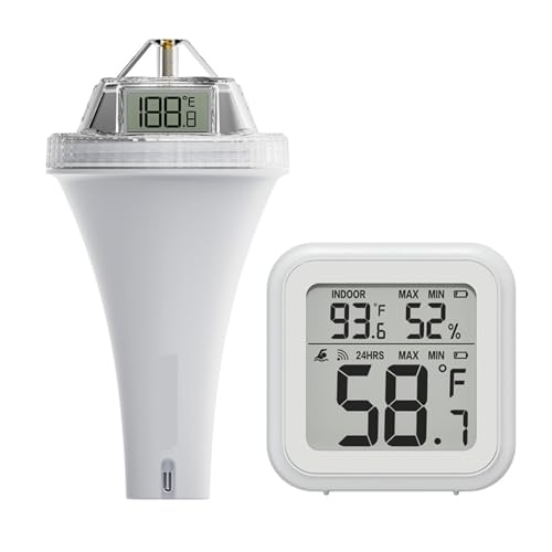 Poolthermometer, Schwimmendes, Leicht Ablesbares Digitales Schwimmbadthermometer, Kabelloses Wassertemperaturmessgerät Mit Innenthermometern Genaue Messung von ZGJIAJU