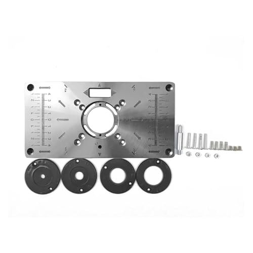 Router Tisch Einsatz Platte Holzbearbeitung Bänke Aluminium Holz Router Trimmer Modelle Graviermaschine Mit 4 Ringe Werkzeuge Präzise Einfach(Black) von ZGJIAJU