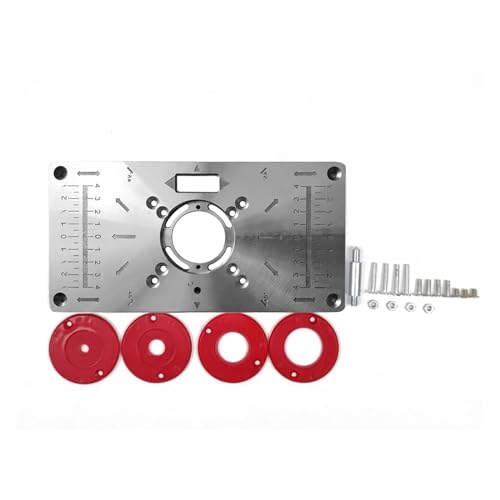 Router Tisch Einsatz Platte Holzbearbeitung Bänke Aluminium Holz Router Trimmer Modelle Graviermaschine Mit 4 Ringe Werkzeuge Präzise Einfach(Red) von ZGJIAJU