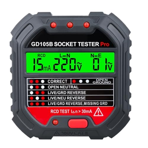 Steckdosentester Spannungsprüfer Elektrischer Leistungsschalter Finder Erdungsleitung Polaritätsphasenprüfung(GD105) von ZGJIAJU