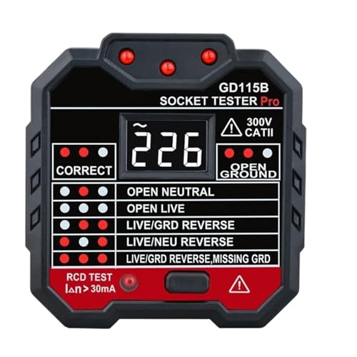 Steckdosentester Spannungsprüfer Elektrischer Leistungsschalter Finder Erdungsleitung Polaritätsphasenprüfung(GD115) von ZGJIAJU