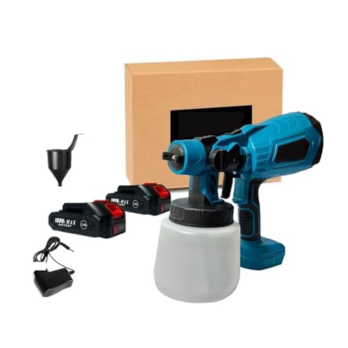 ZGJIAJU 1000ML Elektrische Spritzpistole Akku-Farbspritzgerät Auto Möbel Stahlbeschichtung Airbrush Kompatibel for 18V Batterie Für Zäune Schuppen Heimwerker Anstriche(2 Battery Set-188VF) von ZGJIAJU