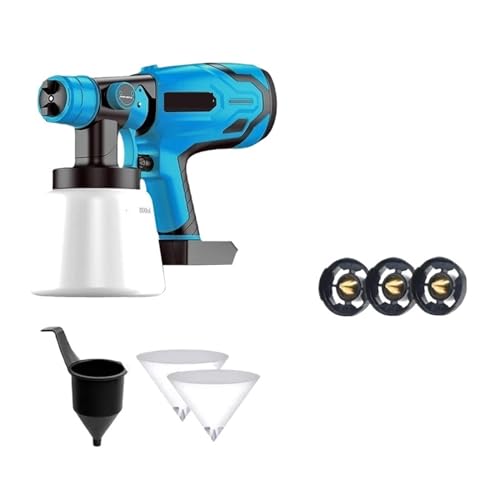 ZGJIAJU 1500 W Elektrische Kabellose Spritzpistole Farbspritzgerät for 20 V Batterie, Möbelbeschichtung, Airbrush for 18 V Batterie Für Zäune Schuppen Heimwerker Anstriche(Sky Blue) von ZGJIAJU