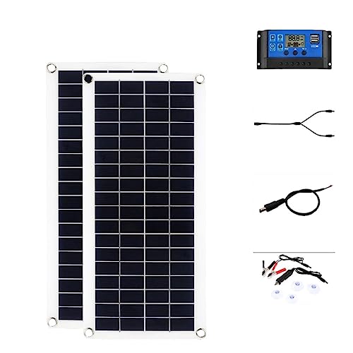 ZGJIAJU 300W Flexibles Solarpanel 12V Ladegerät Dual USB mit 10A-60A Controller Solarzellen Power Bank for Telefon Auto im Freien Sicher Effizient(30A Controller kit-01) von ZGJIAJU