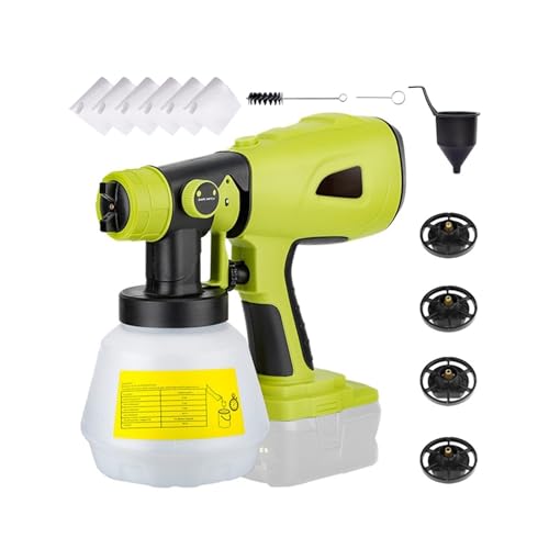 ZGJIAJU Akku-Farbspritzgerät Als Ersatz Für, 20 V Max. Batterie, Elektrisches Hand-Farbspritzgerät Mit 1000-ml-Behälter Für Zäune Schuppen Heimwerker Anstriche(Green) von ZGJIAJU