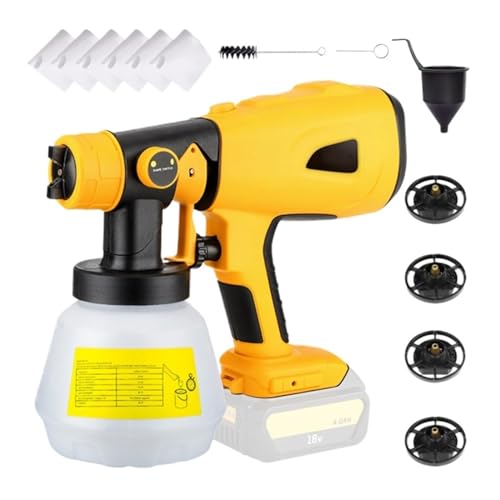 ZGJIAJU Akku-Farbspritzgerät Als Ersatz Für, 20 V Max. Batterie, Elektrisches Hand-Farbspritzgerät Mit 1000-ml-Behälter Für Zäune Schuppen Heimwerker Anstriche(Yellow) von ZGJIAJU