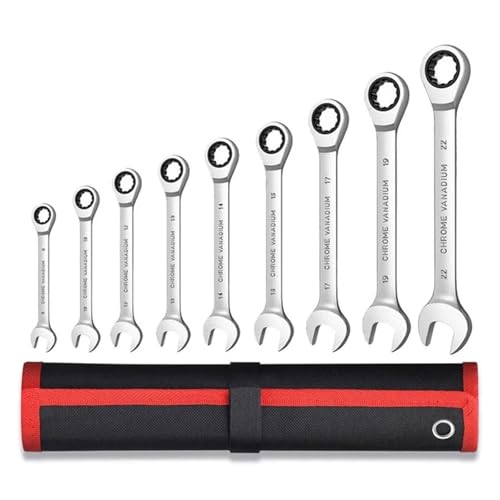ZGJIAJU Ratschen-Maulschlüsselsatz, 12-Punkt-Ringschlüsselsatz Mit Offenem Ende Und Maulschlüsselsatz, Passend For Die Reparatur- Und Wartungsarbeiten In Der Garage Effizient Praktisch(9pcs(8-22)) von ZGJIAJU