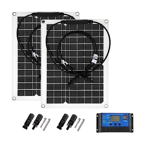 ZGJIAJU Solar Panel Sun Power Solar Zellen Bank Mit Stecker Abdeckung Solar Controller IP65 for Telefon Auto RV Boot Ladegerät Sicher Effizient(600W 60A Controller) von ZGJIAJU